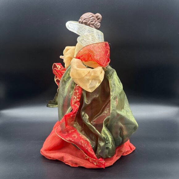 Vintage Christmas Angel Tree Topper 1999 May Department Store Red Green Gold - Picture 2 of 14